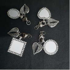 sublimation blank Photo memory charms with zircon with wings