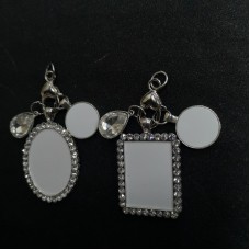 sublimation blank big photo memory charms with zircon  with round