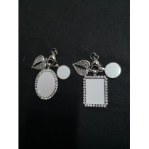 sublimation blank big wing photo memory charms with zircon  with round