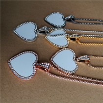 sublimation big small heart necklace pendant for women  necklaces pendants with zircon for hot transfer printing blank gifts 