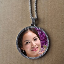 sublimation big small round  high quality zircon necklace pendant for women