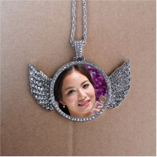 sublimation wings big round shape  zircon necklace pendant