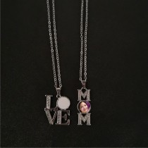 sublimation mom love necklace pendant with stainless steel chain