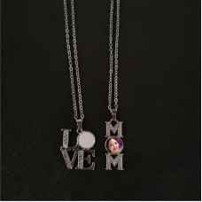 sublimation mom necklace pendant for women  necklaces pendants with zircon for hot transfer printing blank gifts 