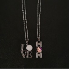 sublimation mom love necklace pendant with stainless steel chain