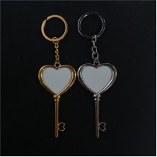 sublimation button blank big heart  keychains key ring