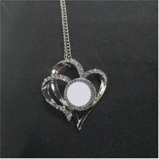 dye sublimation wings button necklace pendant for women with zircon