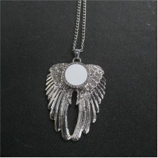 dye sublimation wings button necklace pendant for women with zircon