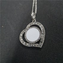 dye sublimation wings button necklace pendant for women with zircon
