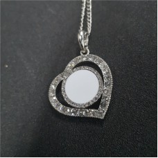 dye sublimation wings button necklace pendant for women with zircon