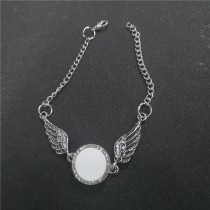 dye sublimation wings button necklace pendant for women with zircon