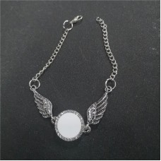 dye sublimation wings button necklace pendant for women with zircon