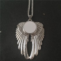 dye sublimation wings button necklace pendant for women with zircon