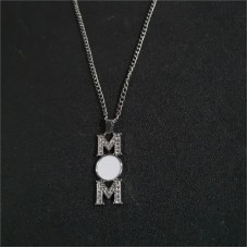 sublimation mom necklace pendant for women  necklaces pendants with zircon for hot transfer printing blank gifts 