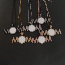 sublimation blank mom necklace pendant with bead chain