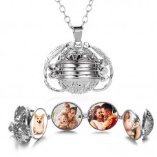 sublimation blank  4 photo lockets lockets wing necklace pendant 