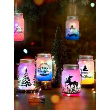 sublimation christmas ornament  glass jar Lantern ornaments-Hemp rope style 