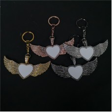 sublimation blank big heart wing wings keychain keychains