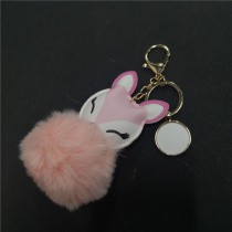 sublimation animal ball keychains with zircon charms