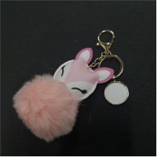 sublimation animal ball keychains with zircon charms