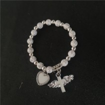 sublimation blank angel cross bead bracelets  with small heart