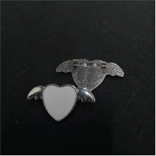 sublimation blank heart  pins brooches with wings