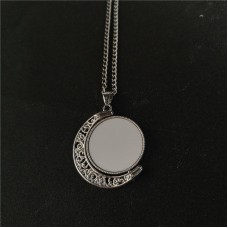 sublimation blank moon necklace pendant with two sided printing Can rotate