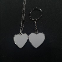 sublimation metal love heart keychains key ring two sided printing