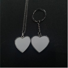 sublimation metal love heart keychains  key ring two sided printing