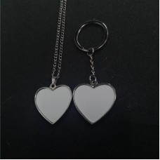 sublimation metal love heart keychains key ring two sided printing