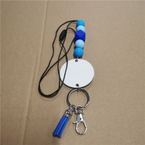 sublimation blank Silicone bead Lanyard with mdf round