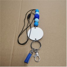 sublimation blank Silicone bead Lanyard with mdf round