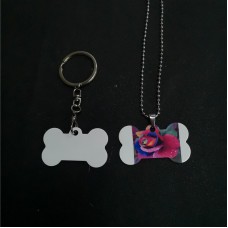 sublimation stainless steel metal bone dog  keychains  key ring