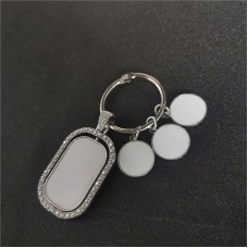 sublimation metal keychains key ring with 3round charms and 5round charms and 6round charms