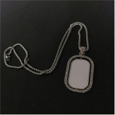 sublimation necklace pendant for women  necklaces pendants with zircon for hot transfer printing blank gifts two sided printing and can rotate