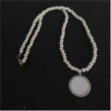 sublimation blank bead necklace with round charms printing size 25mm