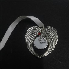 sublimation christmas angel wings blank ornaments with birthstone and dog paw