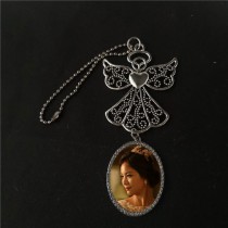 sublimation blank zircon angel wings  car hanger - big oval and round