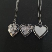 copper-sublimation rose flower locket necklace pendant