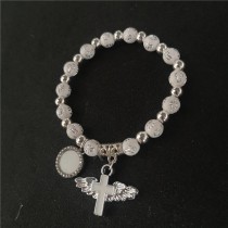sublimation blank angel cross bead bracelets  with small round