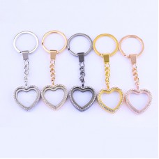 sublimation heart glass locket keychains