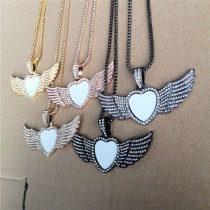 sublimation small wings heart necklace pendant 25*25MM
