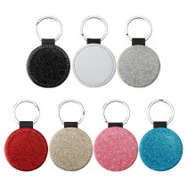sublimation blank pu leather keychains with glitter