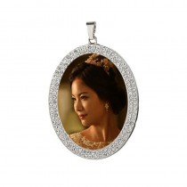 sublimation two row zircon round necklace pendant for women  30*40mm hot style