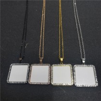 sublimation square zircon necklace pendant for women