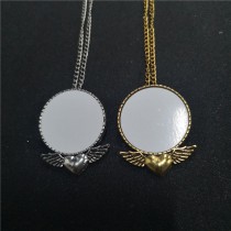 sublimation blank pins brooches with wings, also can make neklace