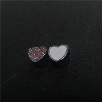 sublimation blank heart photo bead charms with pink zircon