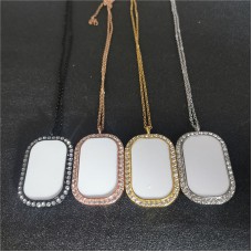sublimation zircon necklace pendant  with Stainless Steel Chains