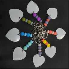 subliamtion Silicone bead keychains with white acrylic