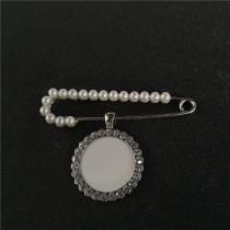 sublimation blank heart square round oval brooches with bead pin